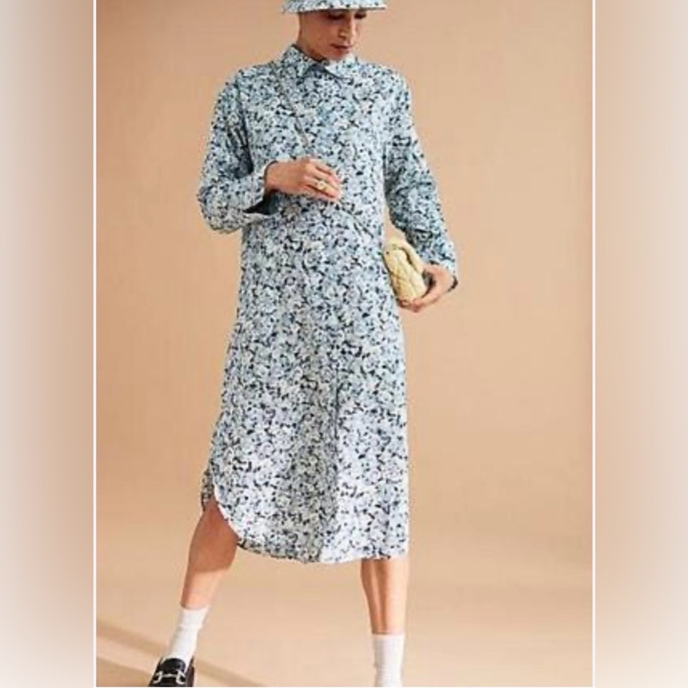 H&M Long Sleeve Floral Dress - Blue